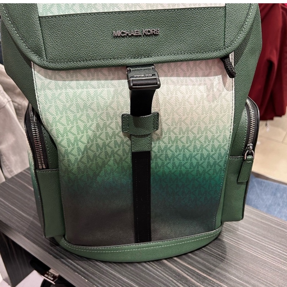 Men's Michael Kors dome Backpack cooper logo brown / green NWT - Picture 14 of 16